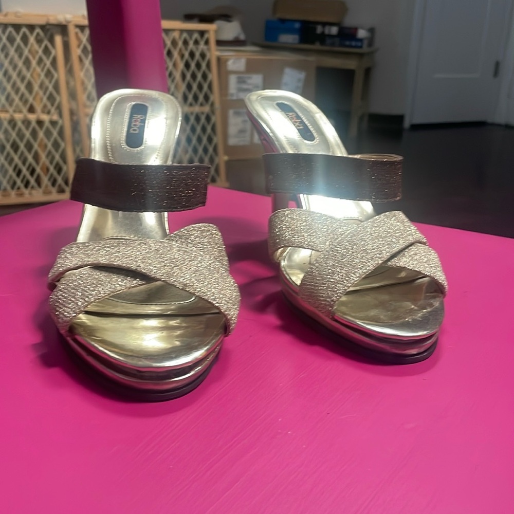 Reba Mattie Gold Slip-on High Heels